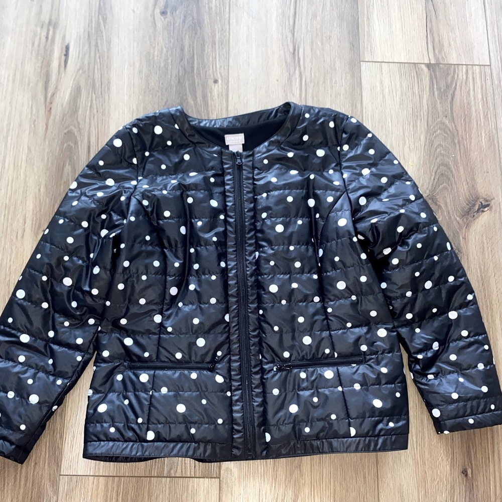 black and white polka dot winter jacket